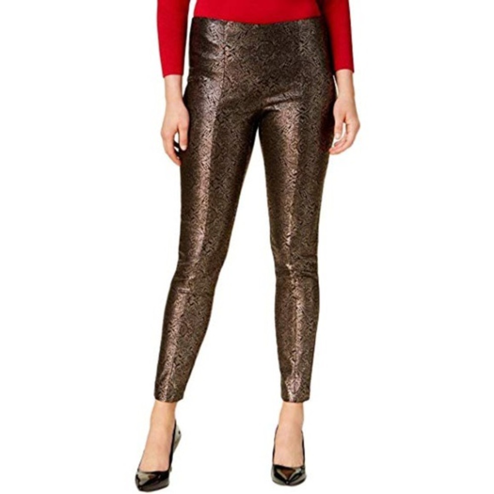 Alfani shiny gold printed leggings pants size 10
